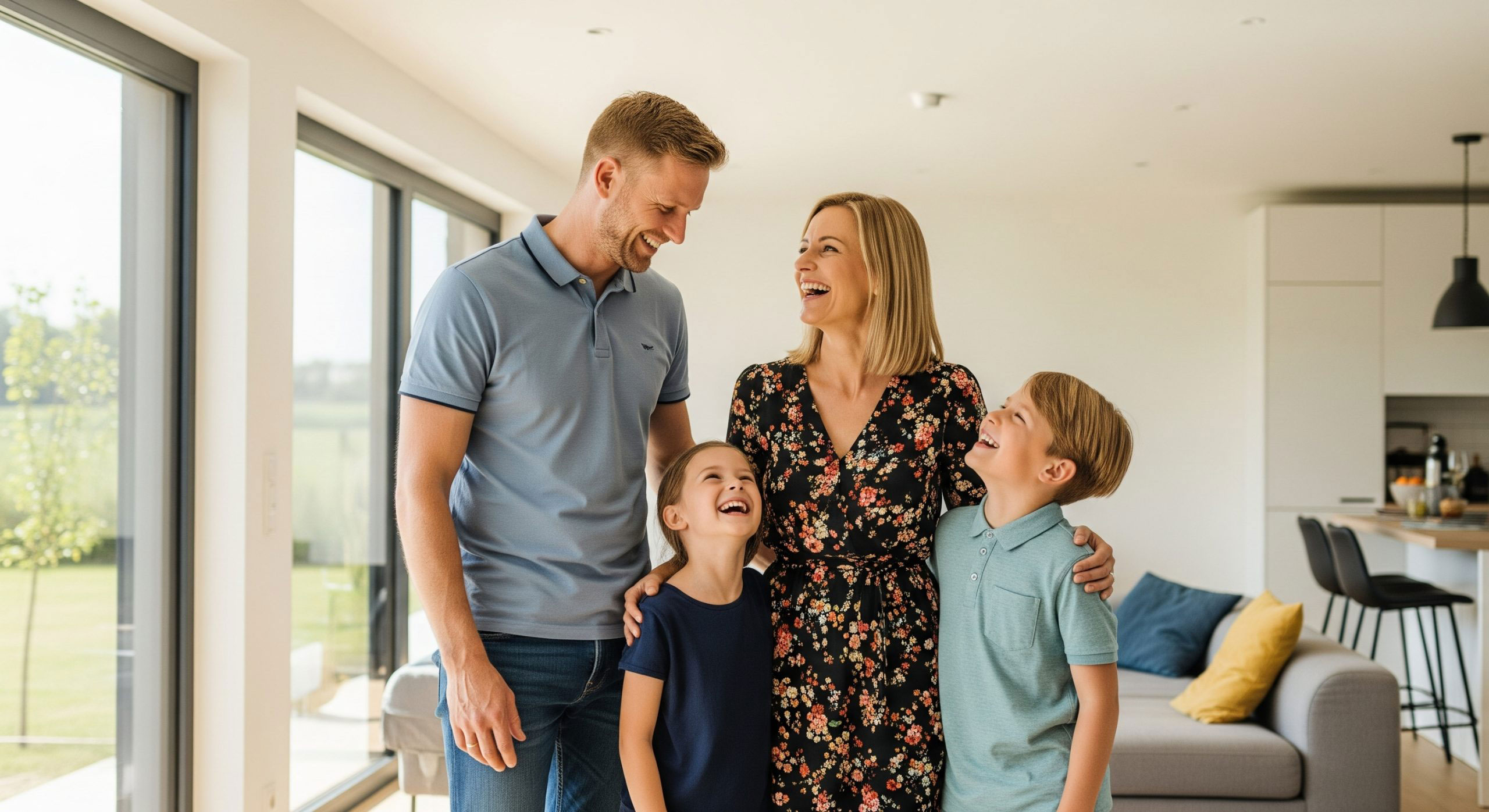 Familie im Eigenheim